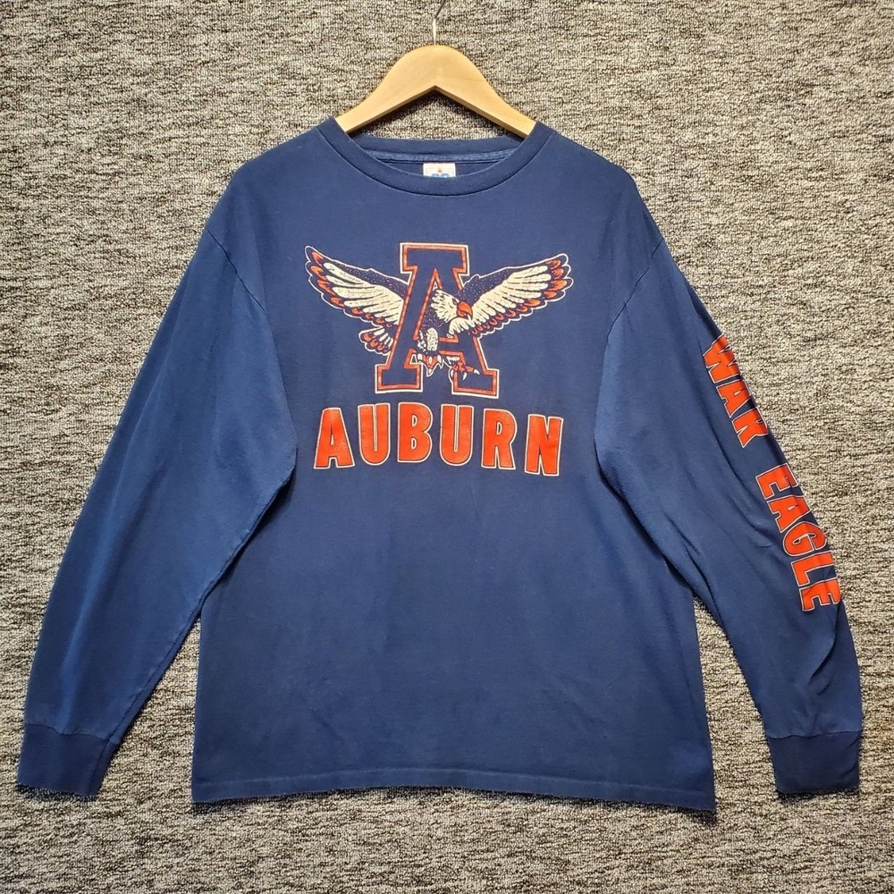 Vintage Auburn Tigers Long Sleeve Shirt Mens XL Blue War Eagle Graphic Tee‎